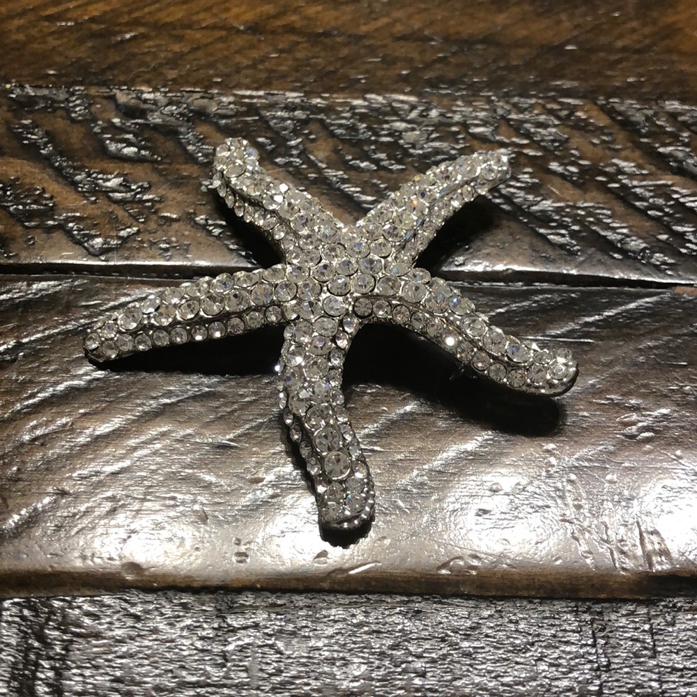 Rhinestone Silver Tone Brooch